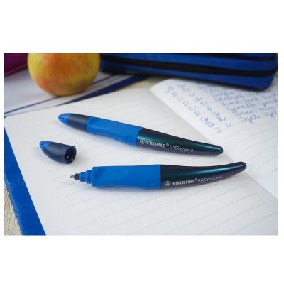 Ergonomischer Tintenroller für Rechtshänder - STABILO EASYoriginal Holograph Edition in blau -  Einzelstift - Schreibfarbe blau (löschbar) - inklusive Patrone