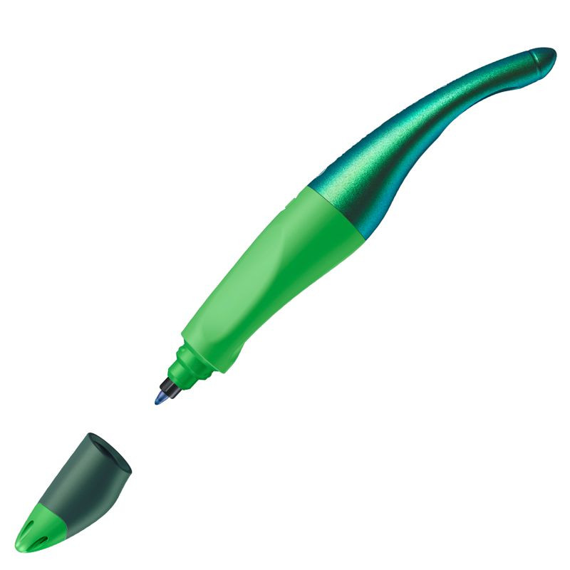 Preview: Ergonomischer Tintenroller für Rechtshänder - STABILO EASYoriginal Holograph Edition in grün -  Einzelstift - Schreibfarbe blau (löschbar) - inklusive Patrone