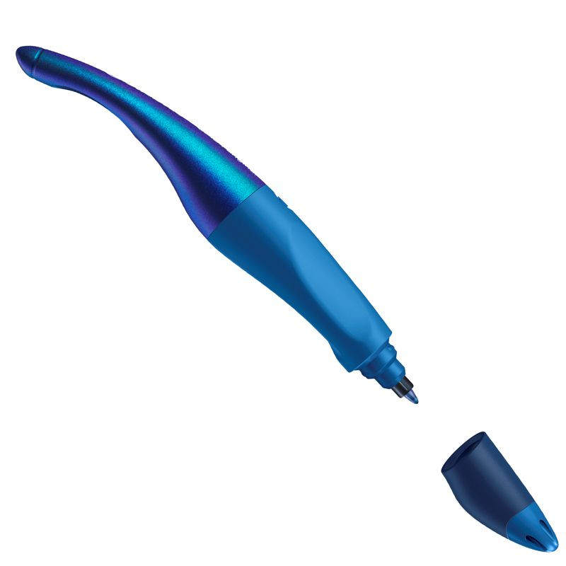 Preview: Ergonomischer Tintenroller für Linkshänder - STABILO EASYoriginal Holograph Edition in blau -  Einzelstift - Schreibfarbe blau (löschbar) - inklusive Patrone