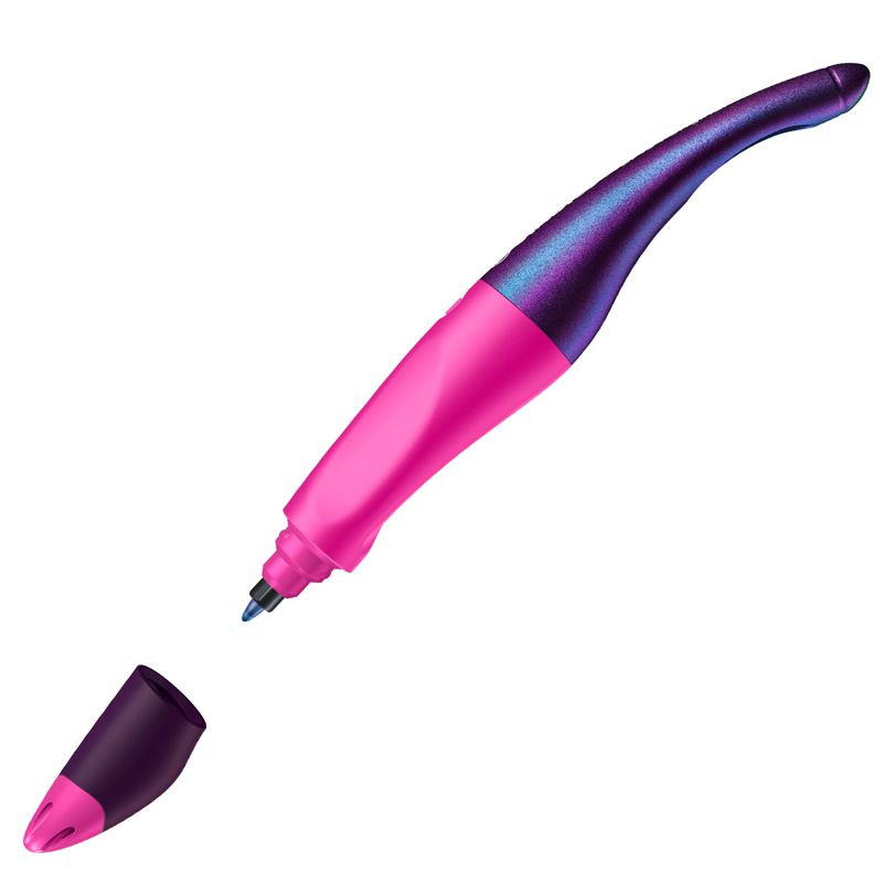 Preview: Ergonomischer Tintenroller für Rechtshänder - STABILO EASYoriginal Holograph Edition in magenta -  Einzelstift - Schreibfarbe blau (löschbar) - inklusive Patrone