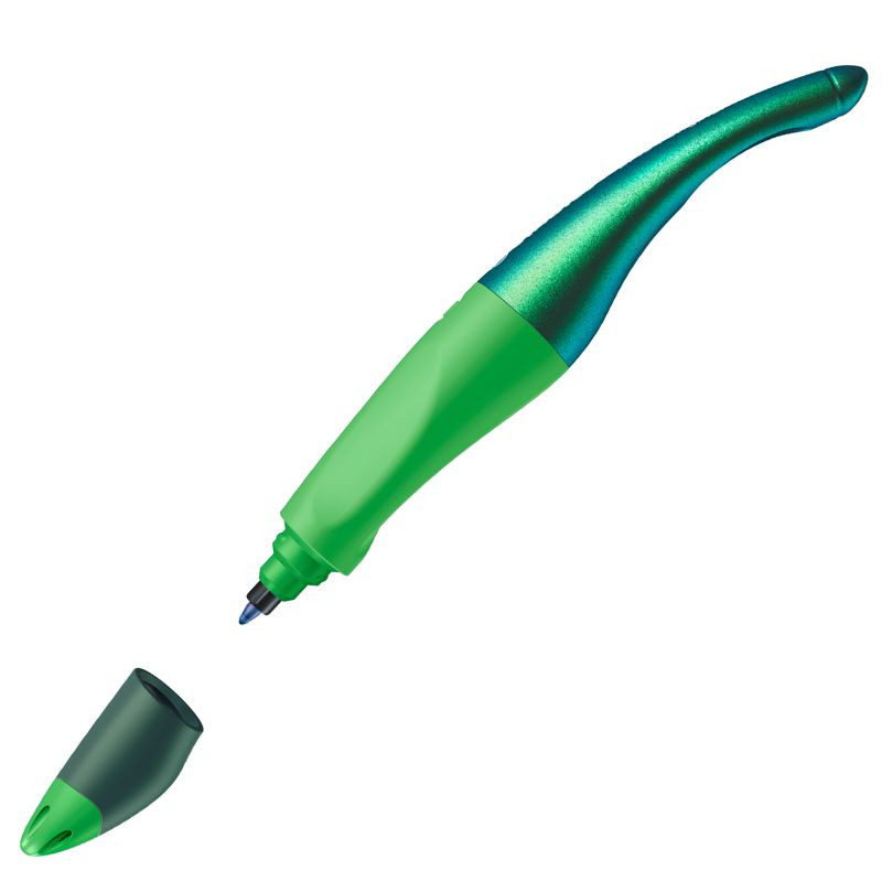 Preview: Ergonomischer Tintenroller für Rechtshänder - STABILO EASYoriginal Holograph Edition in grün -  Einzelstift - Schreibfarbe blau (löschbar) - inklusive Patrone