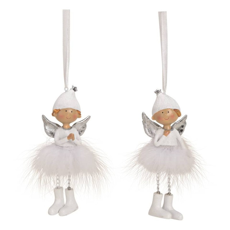Weihnachten Baumbehang Anhänger Engel weiß/silber Poly 5x14x3cm 1 Stück