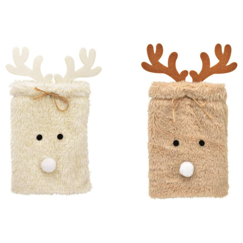 Weihnachten Geschenktasche Hirschkopf Textil sortiert 13x24x1cm 1 Stück