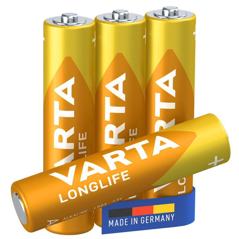 Preview: VARTA LONGLIFE, Alkaline Batterie, AAA, Micro, LR03, 4er Pack, Made in Germany