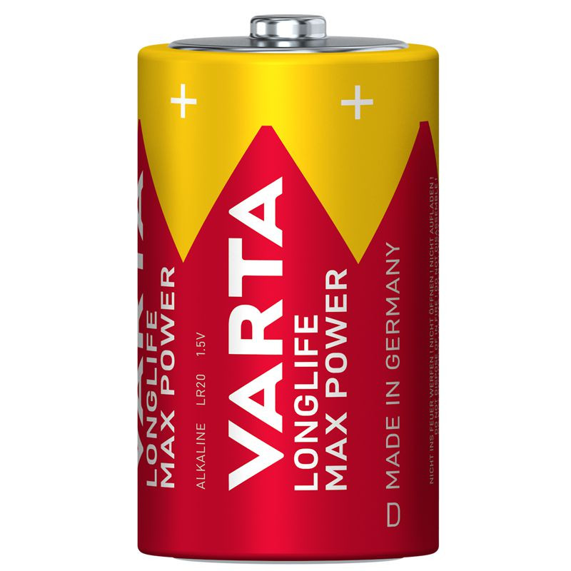VARTA LONGLIFE Max Power, Alkaline Batterie, D, Mono, LR20, 2er Pack, Made in Germany