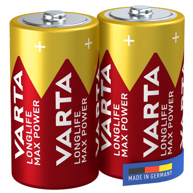 VARTA LONGLIFE Max Power, Alkaline Batterie, C, Baby, LR14, 2er Pack, Made in Germany