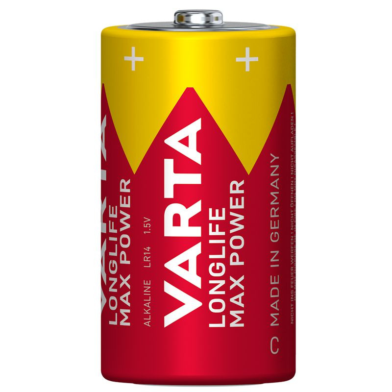VARTA LONGLIFE Max Power, Alkaline Batterie, C, Baby, LR14, 2er Pack, Made in Germany