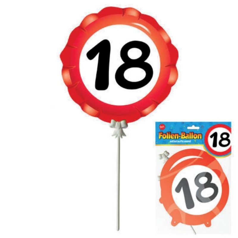 Udo Schmidt Folienballon Mini 18.Geburtstag Verkehrsschild 3 Stück 18cm