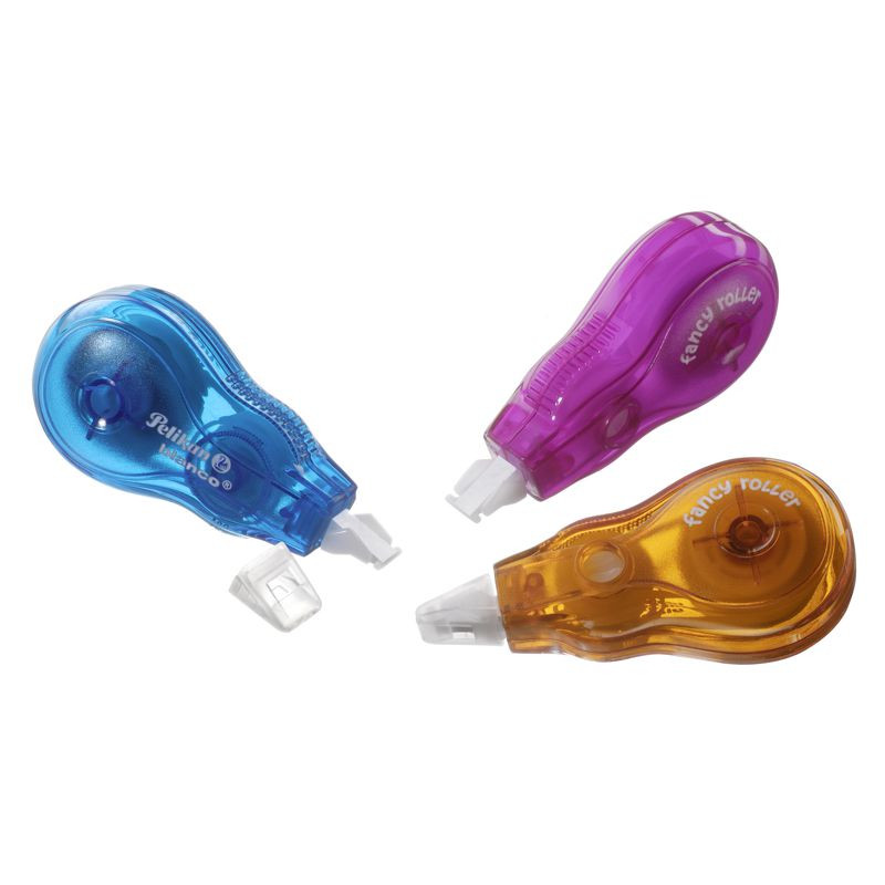 Preview: Pelikan Korrekturroller blanco® Fancy Blau/Pink/Orange 3er Blisterkarte