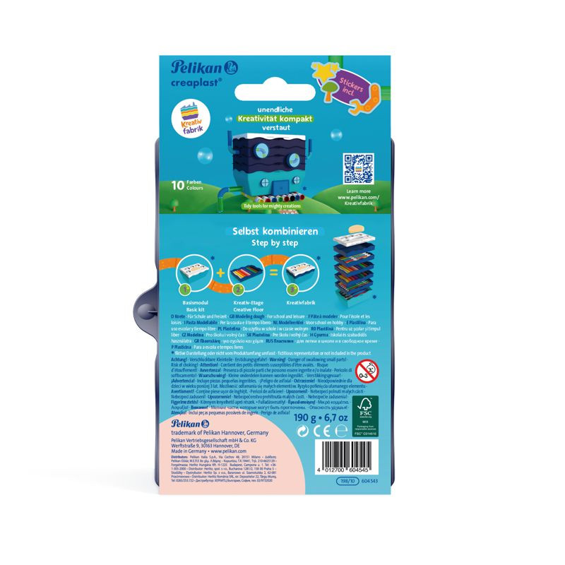 Preview: Pelikan Kreativfabrik Creaplast® Kinderknete in Universaletage 10 Farben