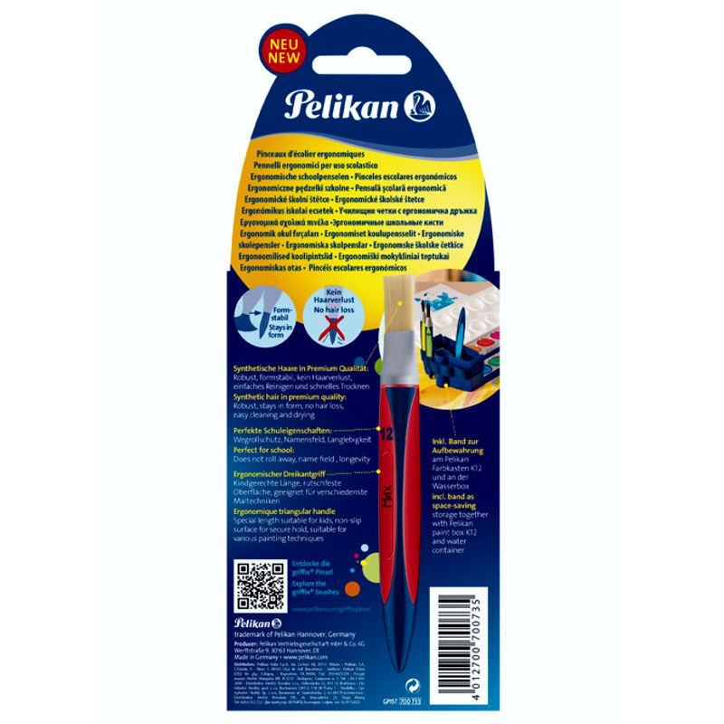 Preview: Pelikan griffix® Pinselset für die Schule mit Pinselband 5er Set