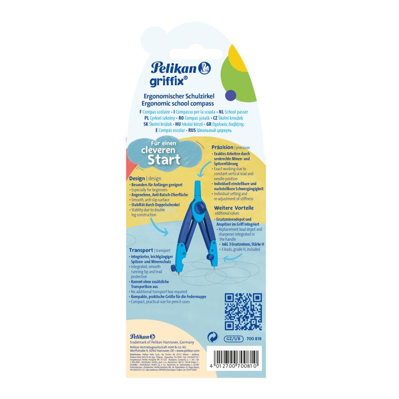 Preview: Pelikan griffix® Zirkel Blau mit Spitzenschutz