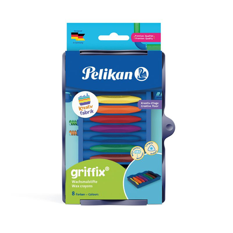 Pelikan Kreativfabrik griffix® Wachsmaler in Dreikantform in Universaletage wasserfest 8 Farben