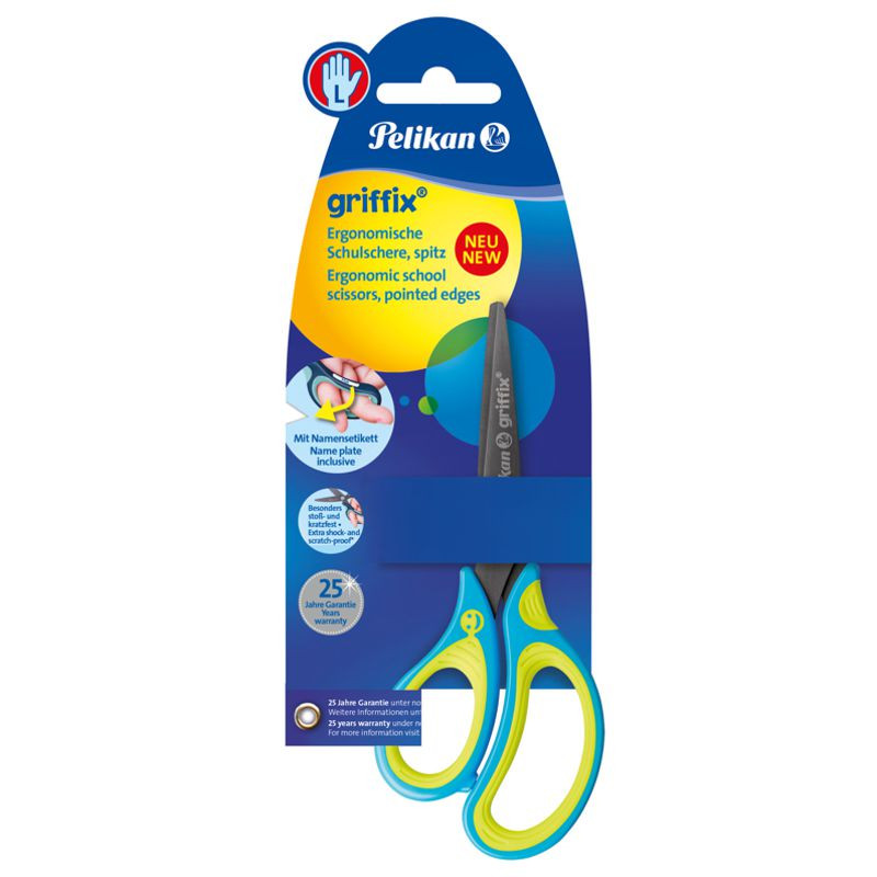 Pelikan griffix® Schulschere spitz für Linkshänder Neon Fresh Blue