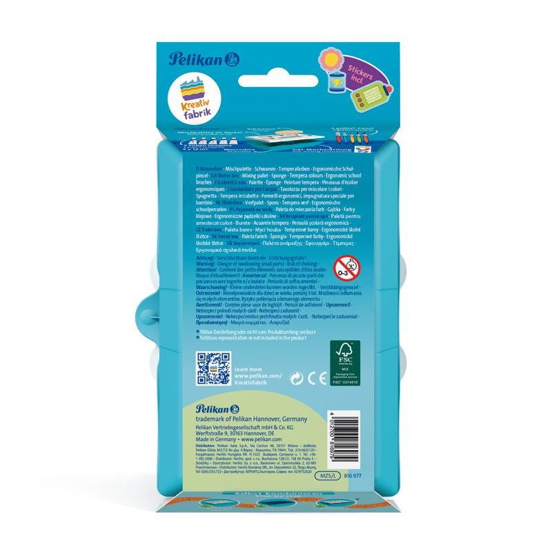 Preview: Pelikan Kreativfabrik Basisset groß inkl. 5 griffix® Pinseln und 5 Temperafarben