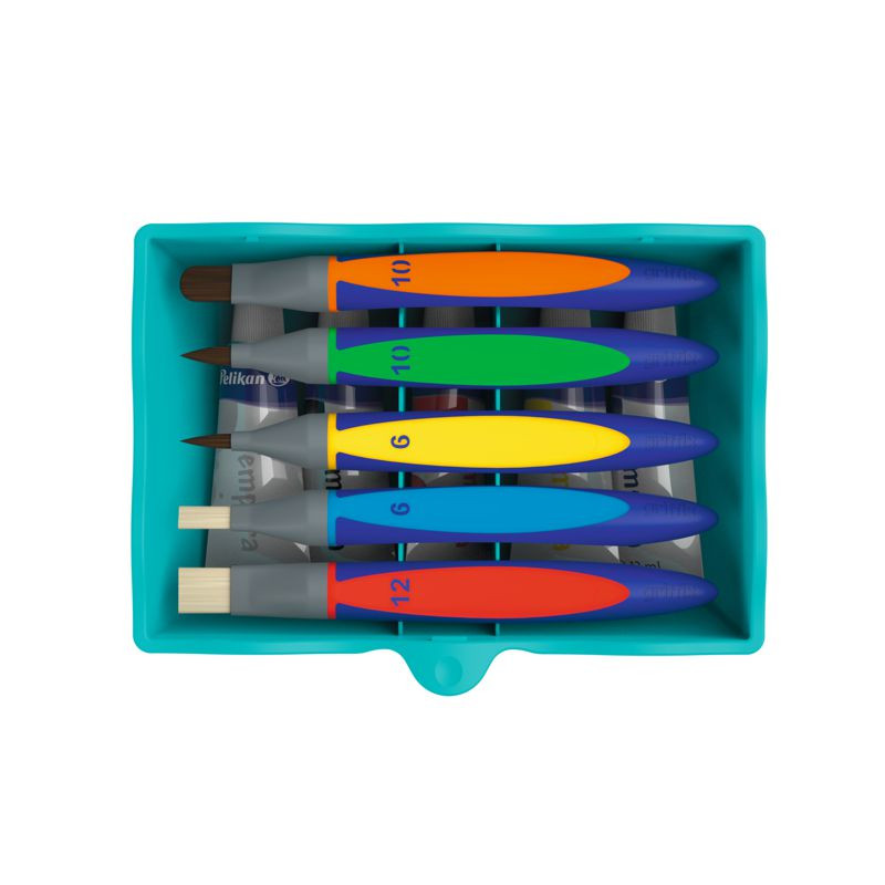 Preview: Pelikan Kreativfabrik Basisset groß inkl. 5 griffix® Pinseln und 5 Temperafarben