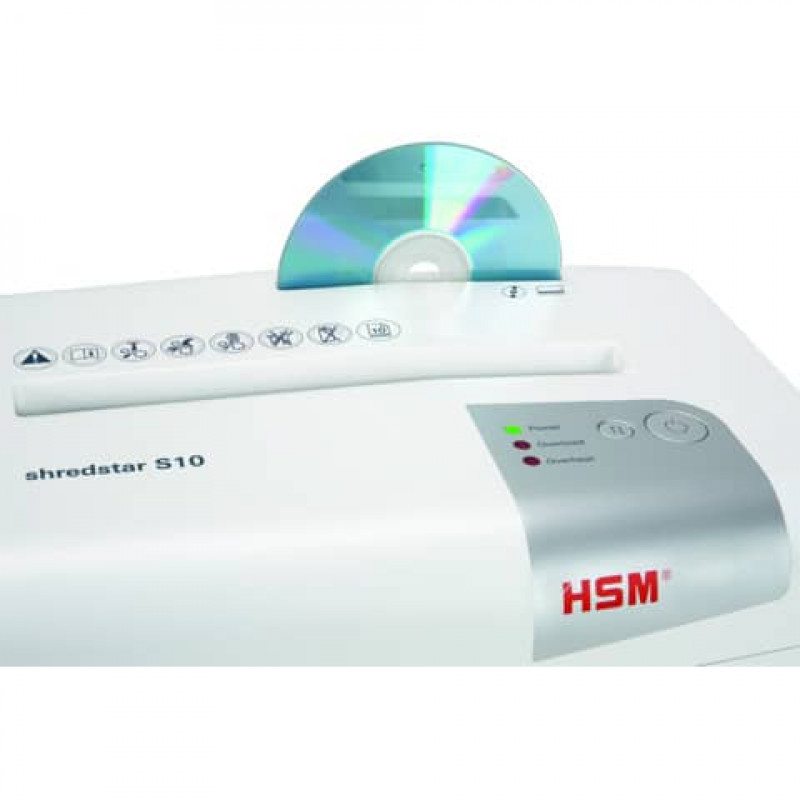 HSM Aktenvernichter Shredstar S10 weiß Streifen 6mm bis 10 Blatt