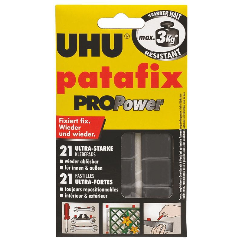 UHU Klebepads patafix PROPower wieder ablösbar schwarz 21 Pads