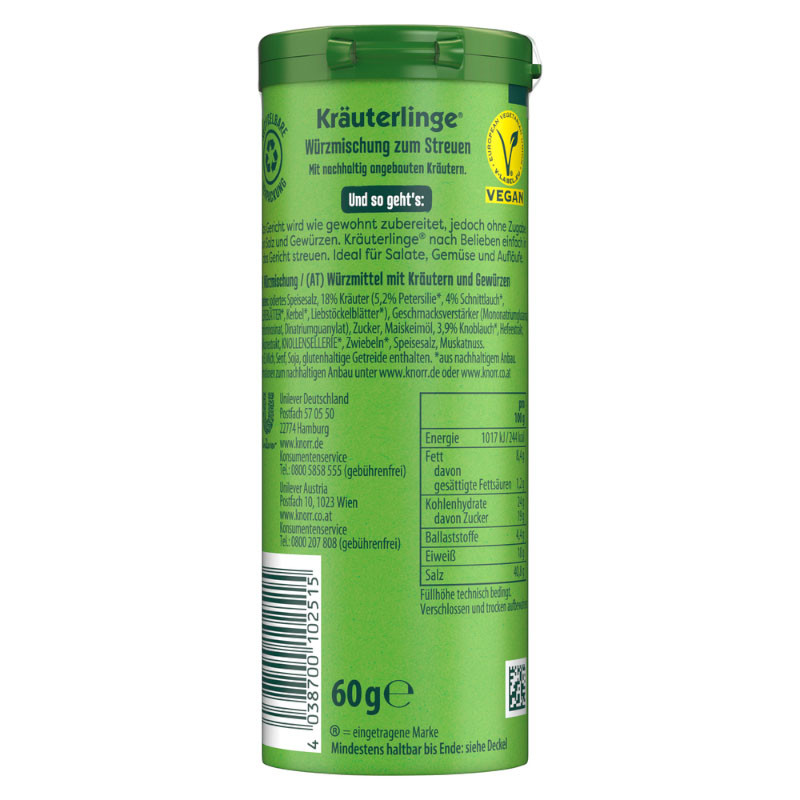 Preview: Knorr Kräuterlinge Würzmischung zum Streuen Frühlingskräuter 60g – Frisch und aromatisch