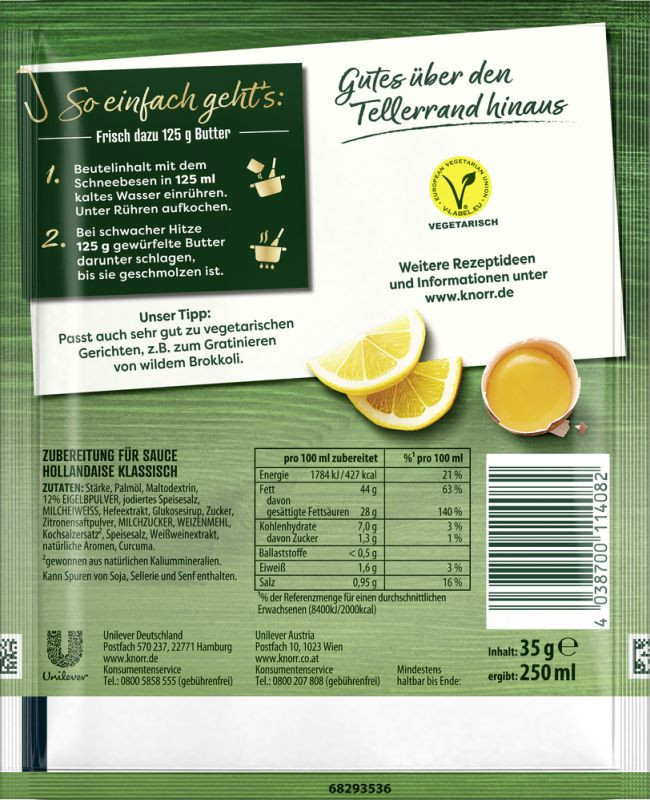 Knorr Feinschmecker Hollandaise 125 ml – Cremig, edel und verfeinert deine Gerichte!
