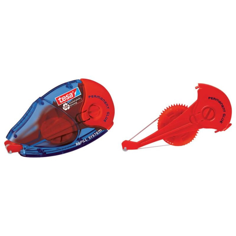 Preview: TESA Kleberoller nachfüllbar permanent blau/rot 8,4mm x 14m