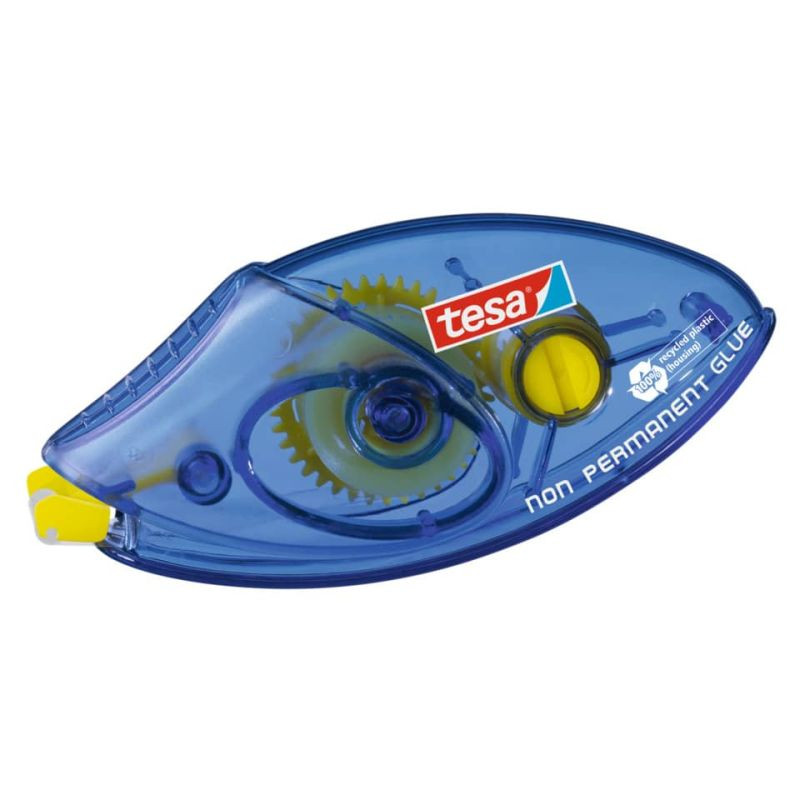 Preview: TESA Kleberoller Einweg ablösbar bau/gelb 8,4mm x 8,5m