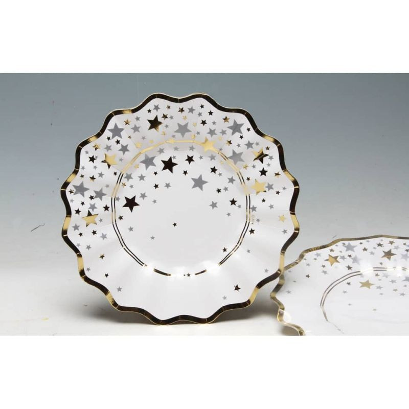 Weihnachten Teller Pappe Goldsterne Ø21cm 6 Stück