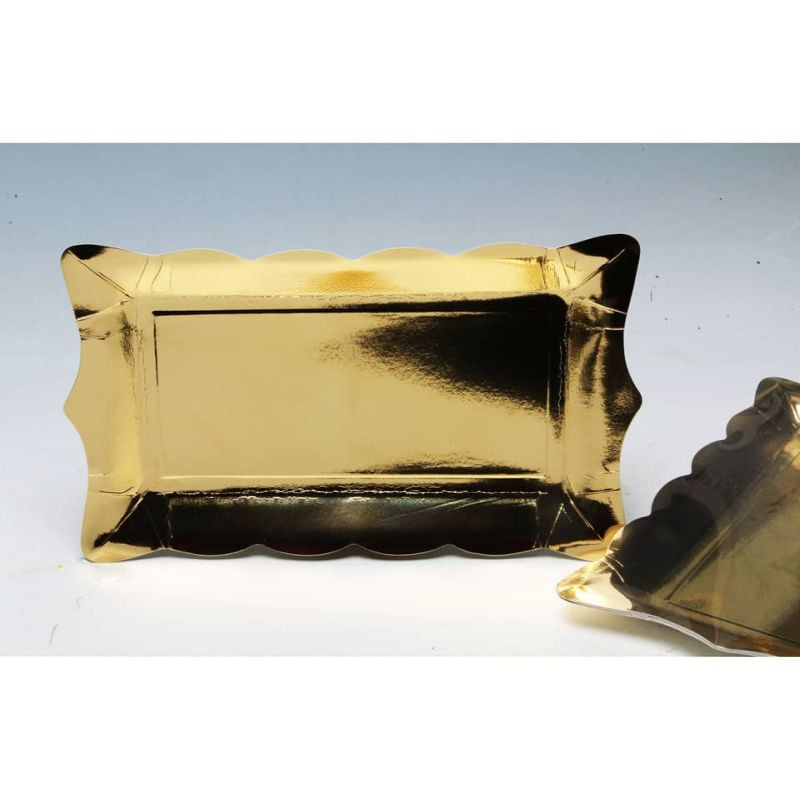 Weihnachten Teller Pappe rechteckig gold 18x30cm 6 Stück