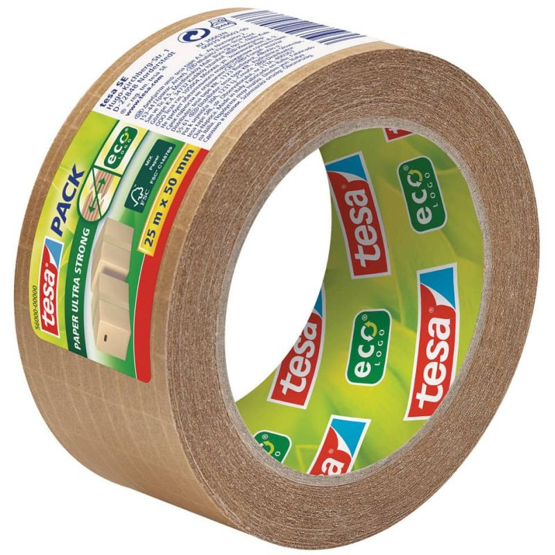 Preview: TESA Papierverpackungsband 50mm x 25m ECO ultra strong braun