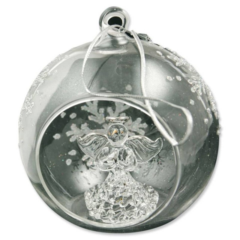 Weihnachten Baumbehang Kugel Glaskugel Engel silber Ø8cm
