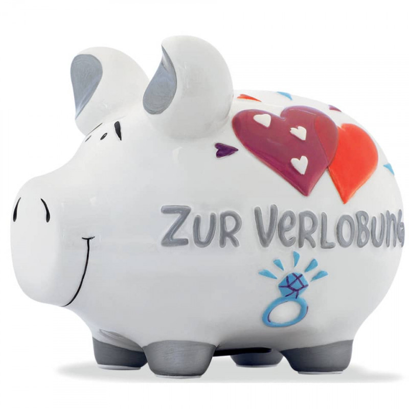 Spardose Schwein „Zur Verlobung“ Keramik 17 x 15 cm