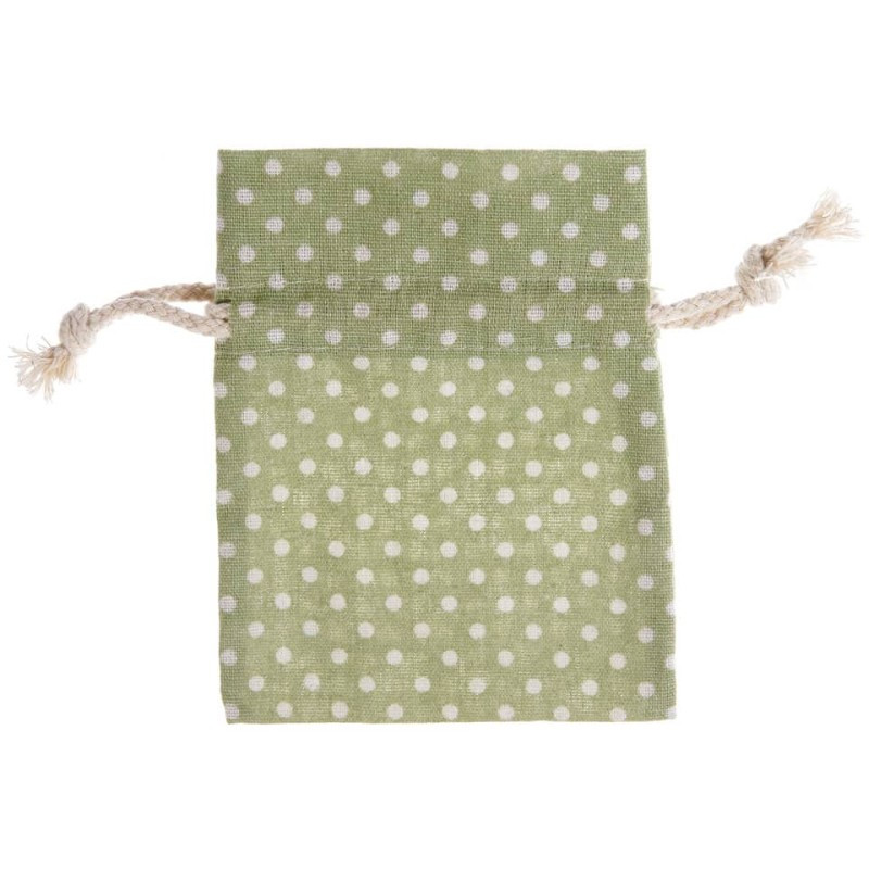 Weihnachten Geschenksäckchen gepunktet grün/natur Baumwolle 14x17,5cm