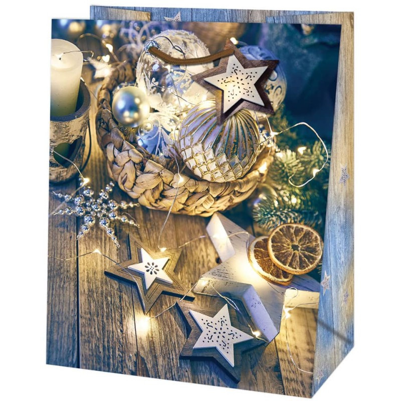Weihnachten Geschenktasche Lichterkette 33x26,7x13,7cm