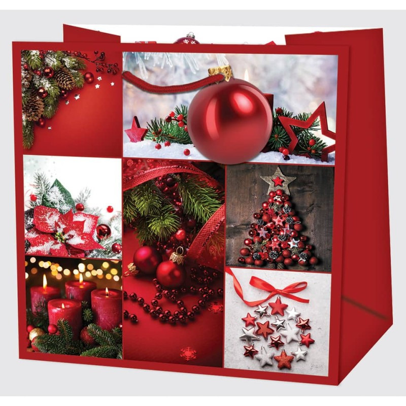 Weihnachten Geschenktasche Deko rot 14,5x15x6cm