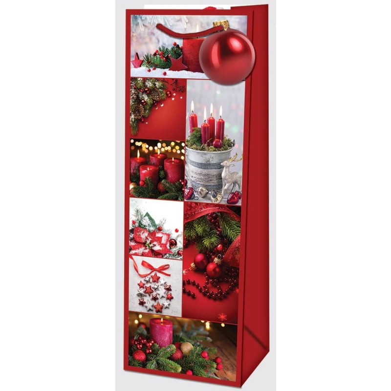 Weihnachten Flaschentragtasche Deko rot 36x12,6x8,7cm