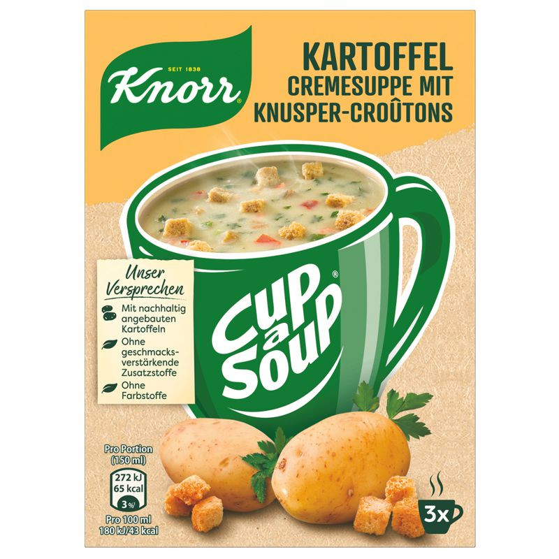 Knorr Cup a Soup Kartoffel Cremesuppe mit Knusper-Croûtons 3x1 Teller