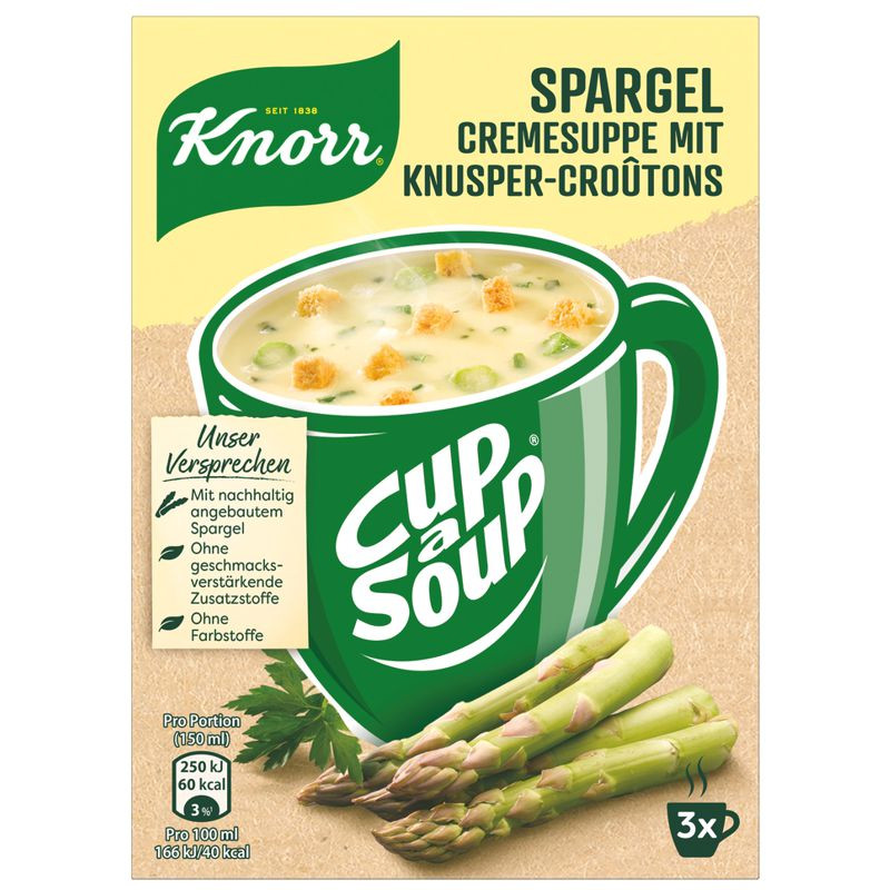 Knorr Cup a Soup Spargel Cremesuppe mit Knusper-Croûtons 3x1 Teller