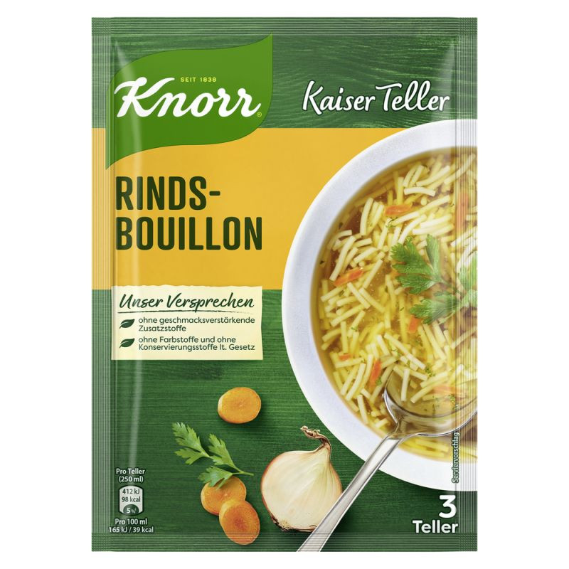 Knorr Kaiser Teller Rindsuppe mit Eiernudeln Suppe 3 Teller