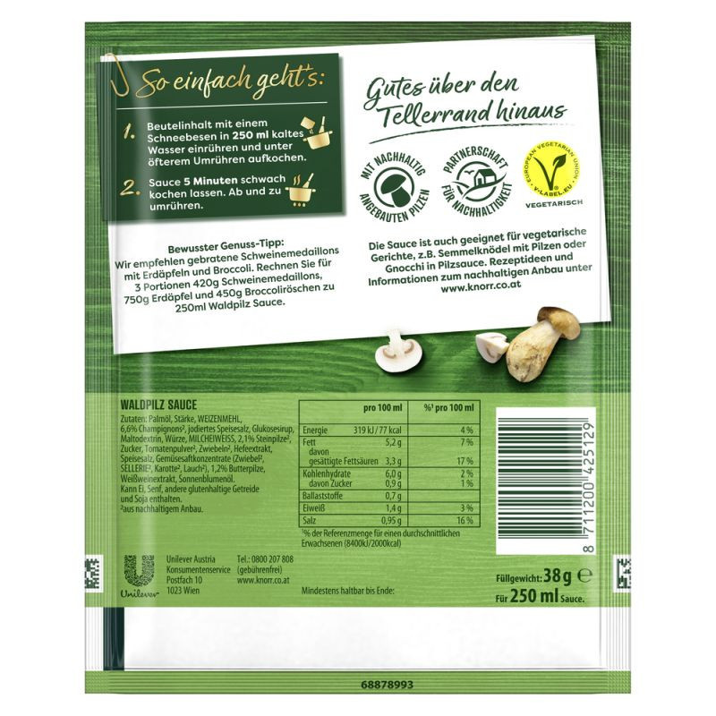 Knorr Feinschmecker Waldpilz 250 ml – Aromatisch und vollmundig für Pilzliebhaber!