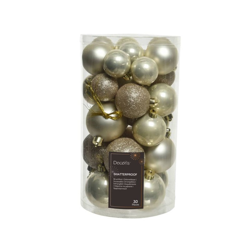 Weihnachten Baumbehang Kugel Motivmix perle bruchfest in Plexibox 30 Stück