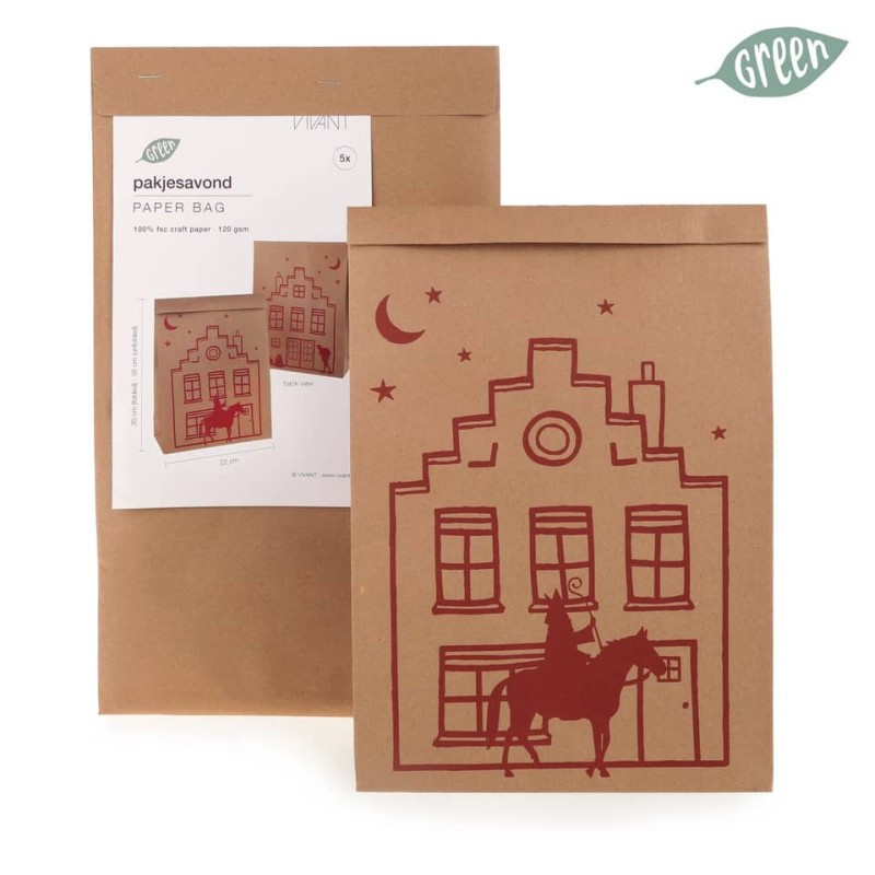 Nikolosack Papier natur/rot 35x22x9cm