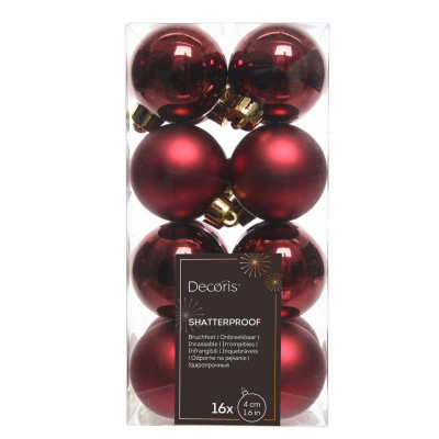 Weihnachten Baumbehang Kugel ochsenblut bruchfest in Plexibox Ø4cm 16 Stück