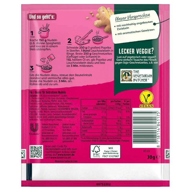 Knorr Basis Gebratene Asia Nudeln 3 Portionen – Schneller Geschmack aus Asien!