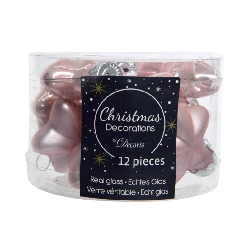 Weihnachten Baumbehang Stern rosa Glas matt/glänzend 12 Stück
