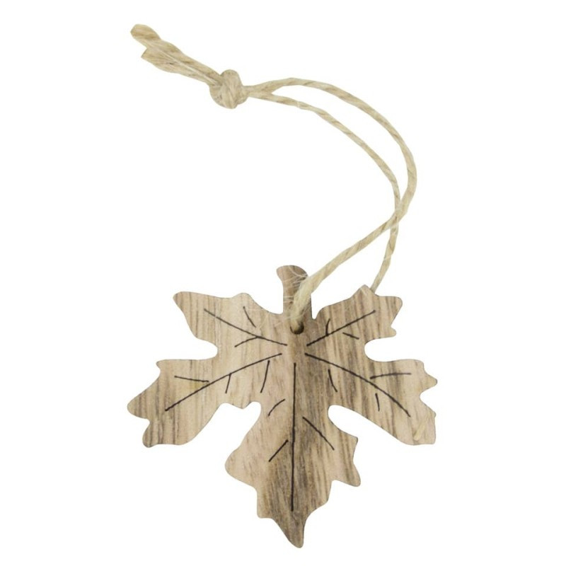 Weihnachten Baumbehang Anhänger Blatt Holz natur 5x5,2cm
