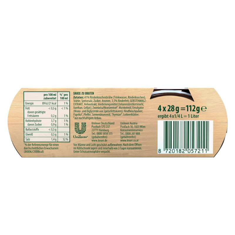 Knorr Sauce Pur Sauce zu Braten 12 Portionen – Kräftig und aromatisch