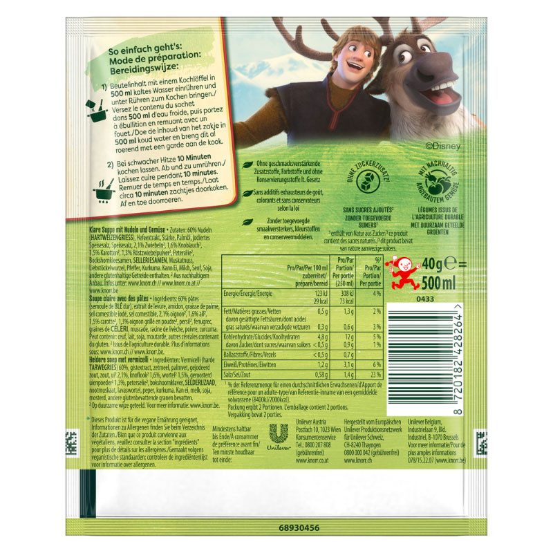 Preview: Knorr Disney Frozen Suppe 2 Portionen – Magischer Genuss für kleine Genießer!