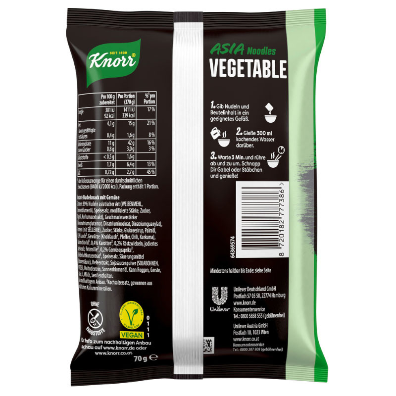 Preview: Knorr Asia Noodles Vegetarisch 70 g – Schnelle, leckere Mahlzeit!