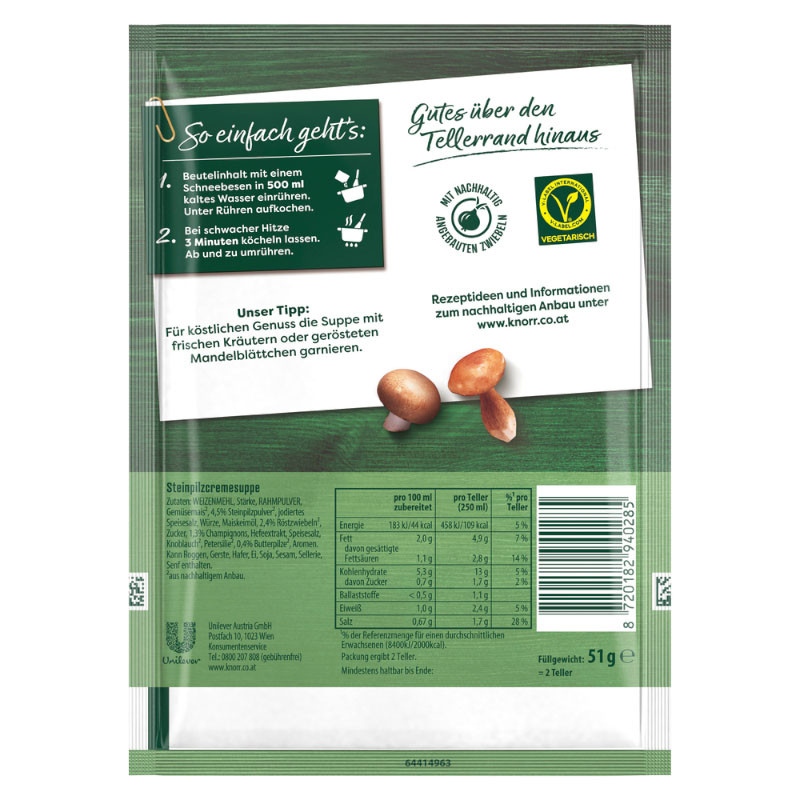 Preview: Knorr Kaiser Teller Steinpilzcreme Suppe 2 Teller – Aromatisch und vollmundig