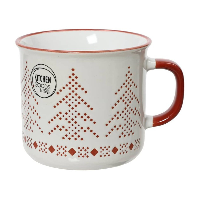 Weihnachten Becher Steingut Traditionell rot/weiß 11,2x9x8cm 0,28 L